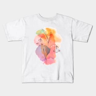 Hand Drawn Flowers and Leaves Artwork Kids T-Shirt